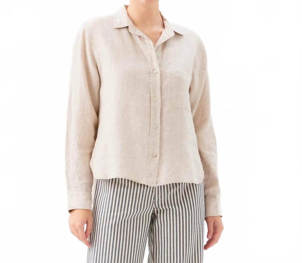 NEW KAREN KANE long sleeve linen button up shirt in oatmeal